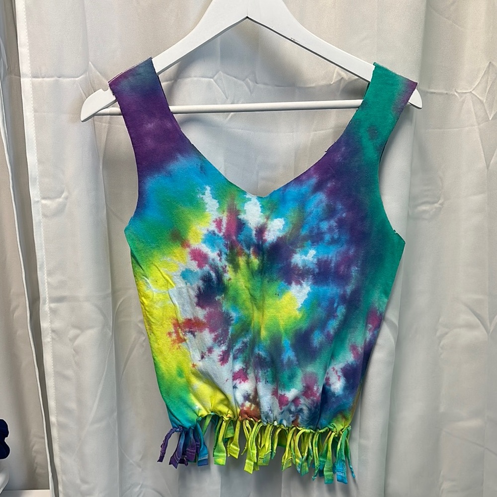 ‘Lazy Buckets Bags’ up-cycled Tie-Dye Fringe boho hippy bag